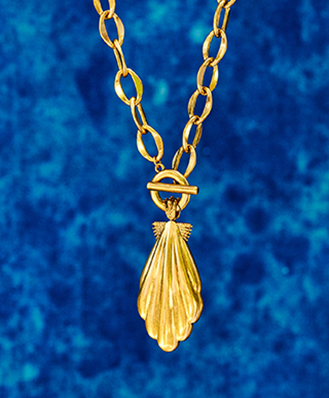 Susie Gold Short Pendant Necklace in Hot Pink Kyocera Opal